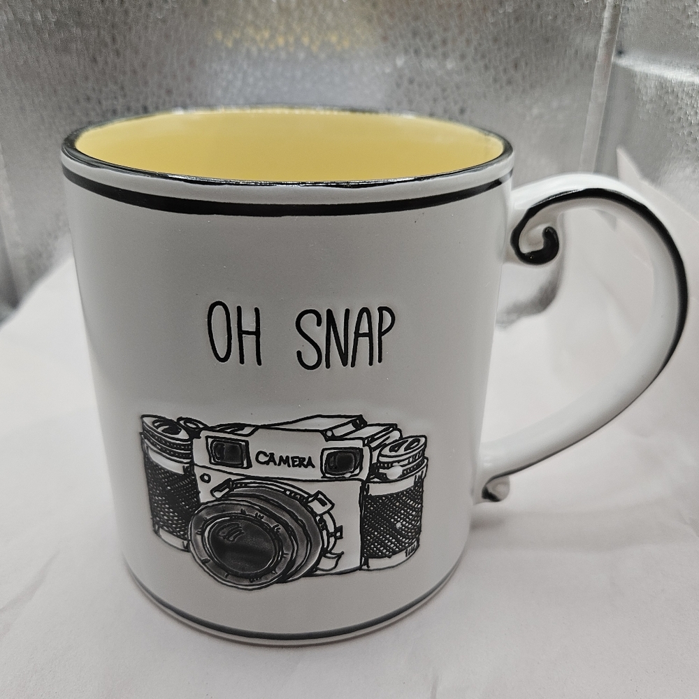 Oh Snap Camera Mug - White and Yellow